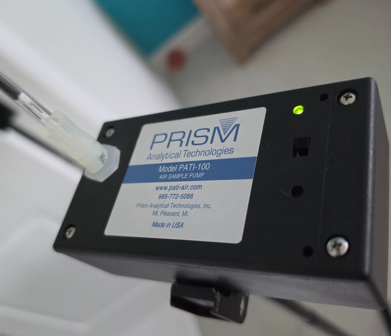 Professional-grade air pump for residential VOC sampling.