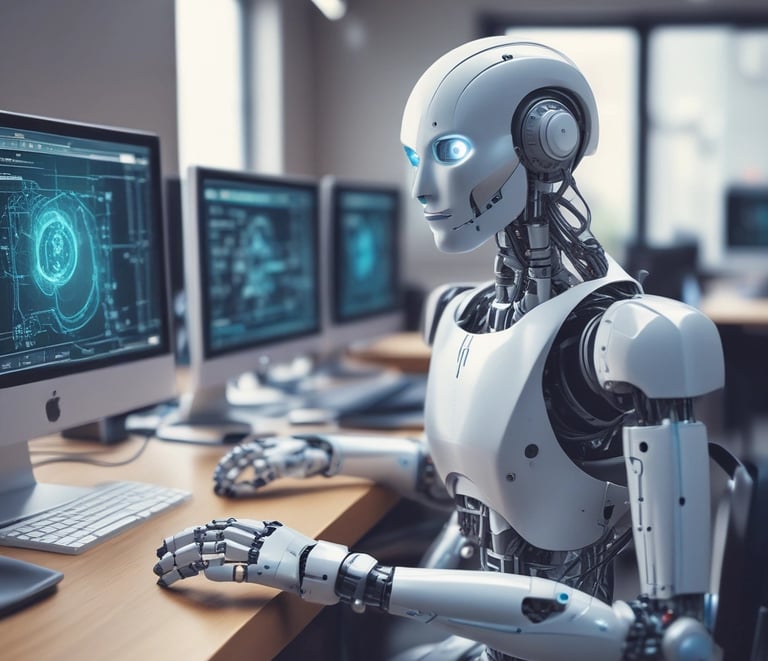 An illustration of AI automation optimizing workflows.