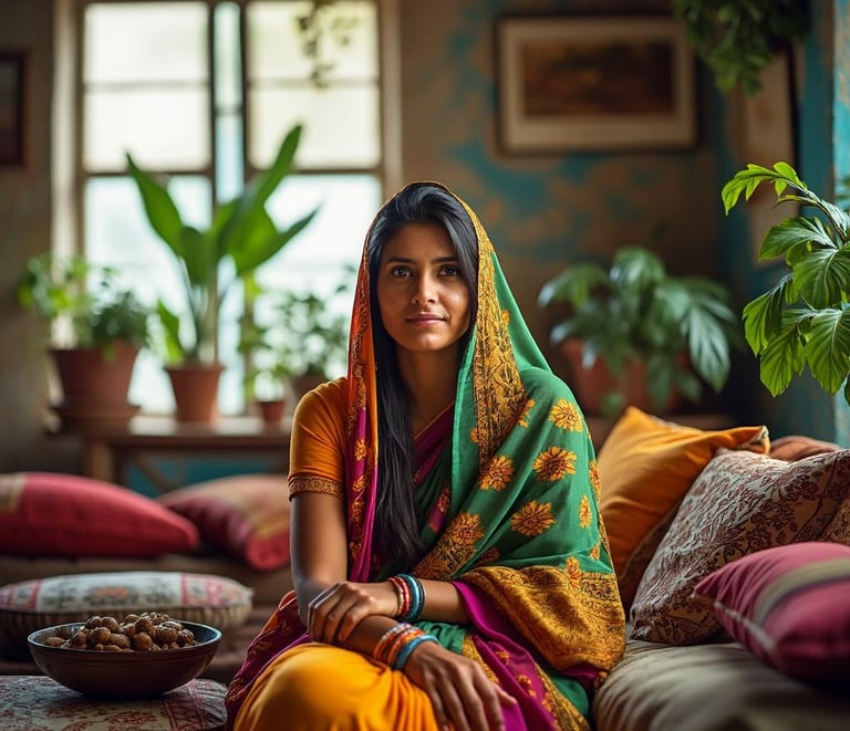 a woman in a colorful sari sari sari sari sari sar