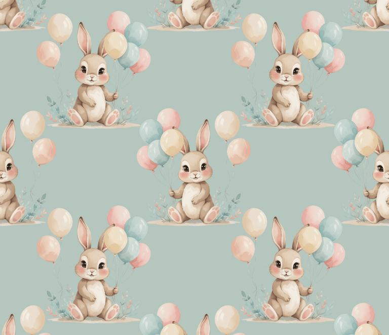 a bunny rabbit with balloons and balloons