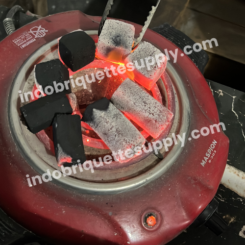 coconut charcoal briquette shisha stove burn test