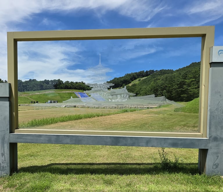 Neungsan-ri Temple remains with etched glass temple overlay