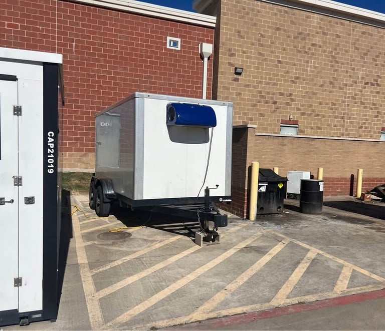 Refrigerated trailer rental at event site in Los Angeles providing mobile cold storage