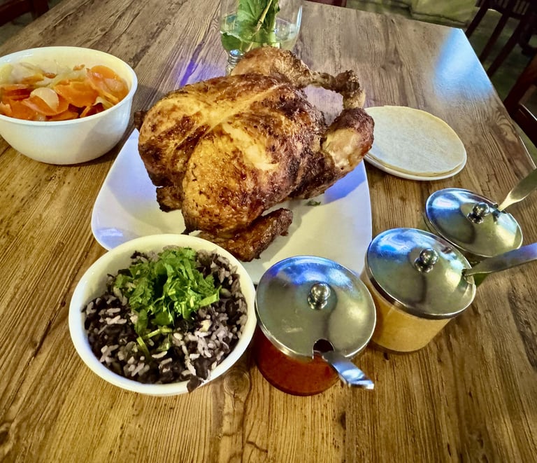 Las Brasas restaurant whole roast chicken family dinner