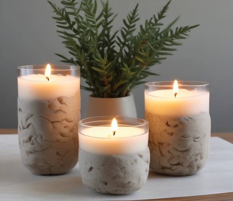 An elegant display of various handcrafted stone candle vessels.