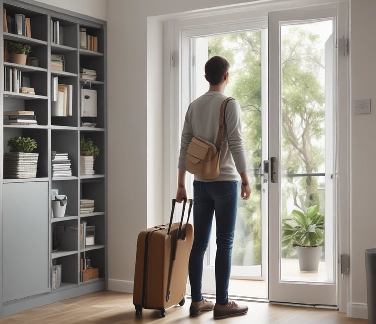 A cozy, sunlit living room with soft cushions and warm wooden accents.