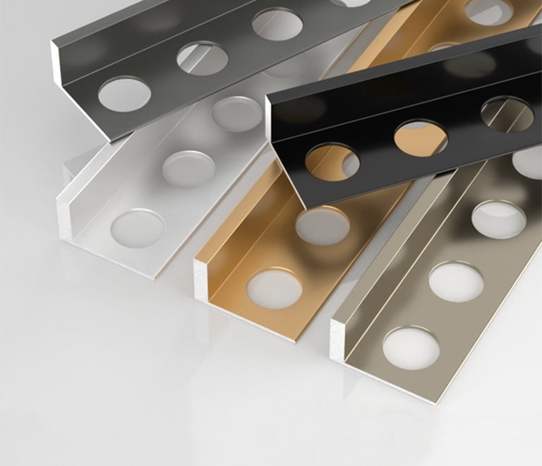 Aluminum Alloy L-Shaped Tile Trim - Black Corner Sealing & Dry-Wet Separation
