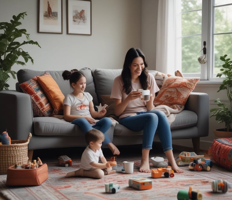 Mamá disfrutando de sus hijos