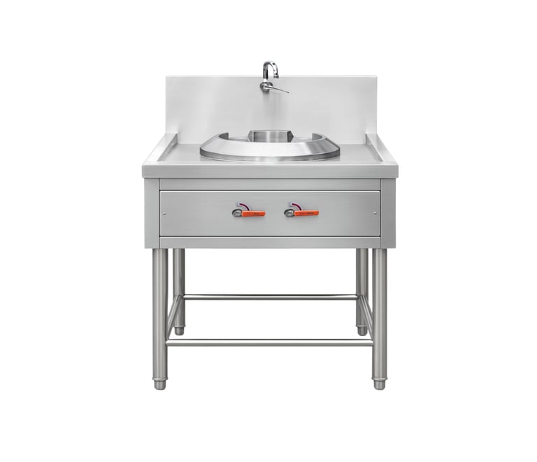 Chinese Wok Stainless หัวเตาจีนสแตนเลส KB-7 พร้อมก๊อกน้ำล้างสแตนเลส