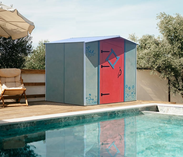local technique piscine en tricoya, un abri bois sans entretien