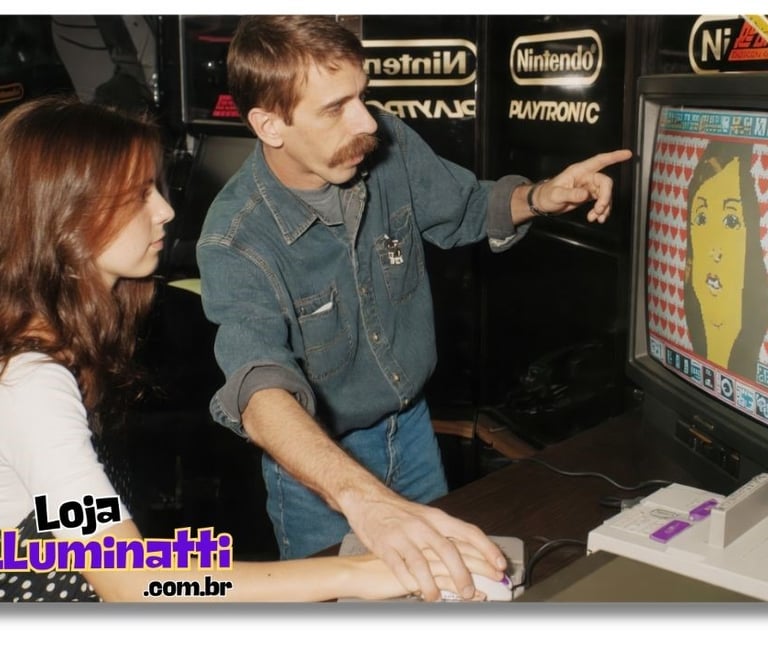 Caricatura no Mario Paint: lembrança da visita.