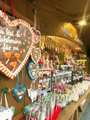 Traditional Austrian gingerbread hearts at a local market in Graz