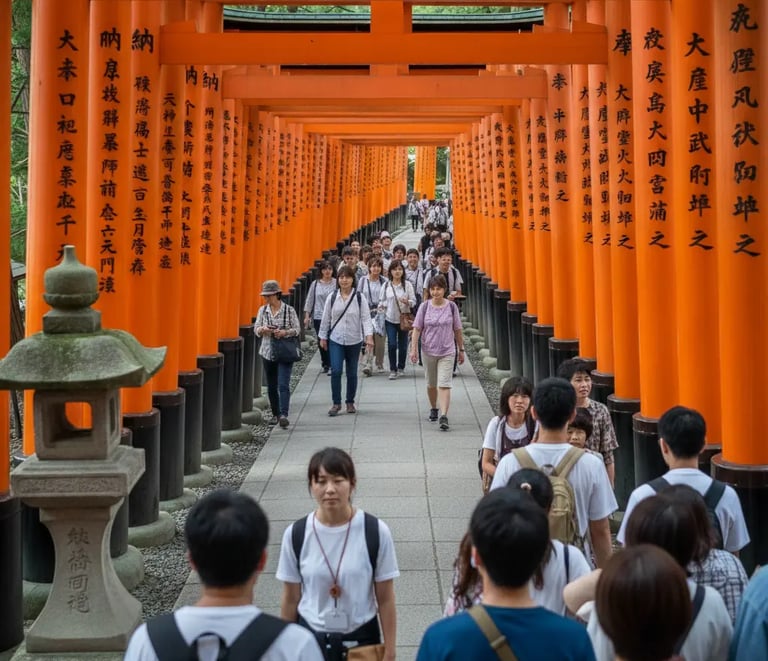 Fushimi Inari Taisha torii gates path, iconic stop on Kyoto private car tour.