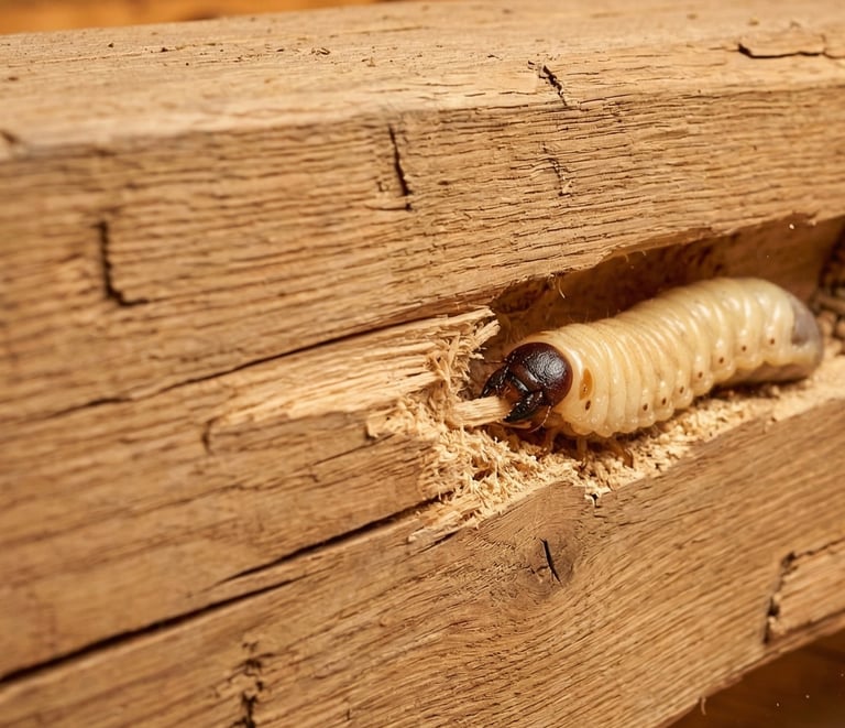 Capricorne des maisons – trous de sortie