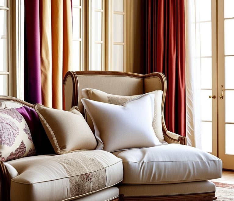 a couch with pillows and pillows in a room