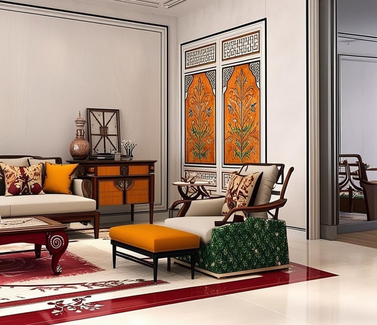 a living room with a couch and a chair