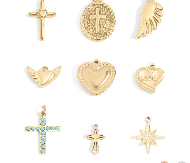 18K Gold PVD Stainless Steel Faith & Love Charm