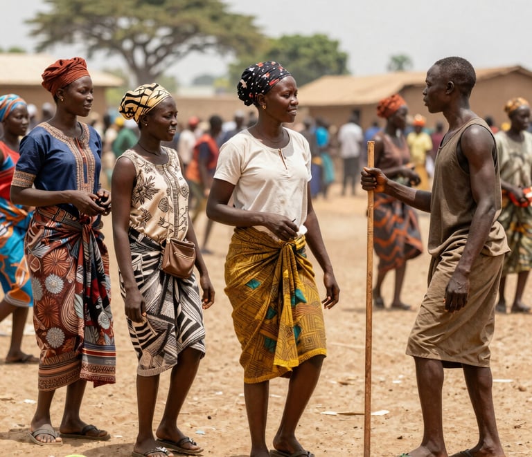 Community event with African and French participants sharing traditions.