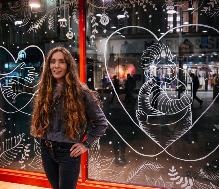 leicester_british_heart_foundation_window_painting_illustration_sonya_parra