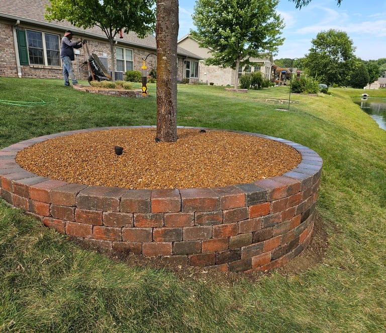Tree planging, landscaping, and hardscape