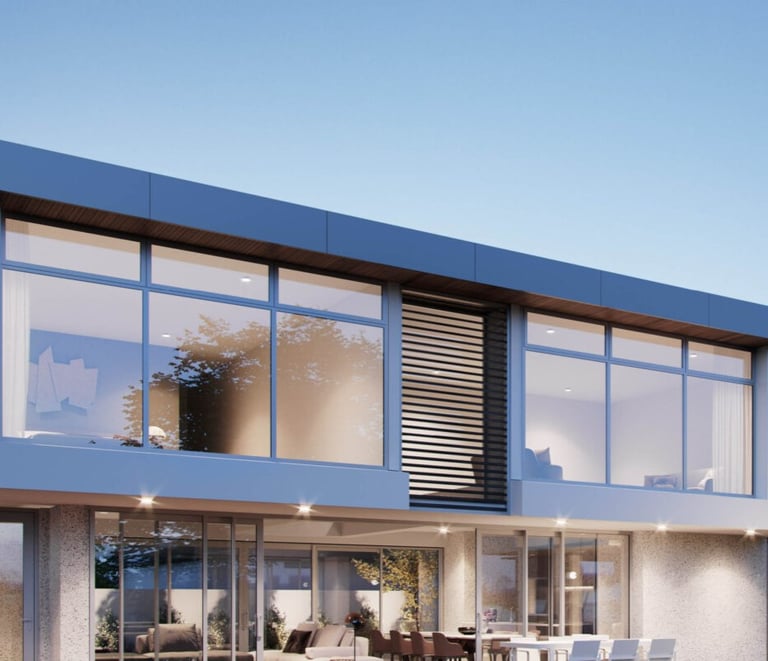 a modern house with a pool and a swimming pool