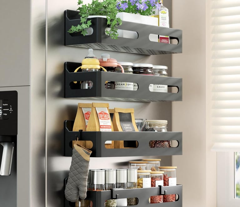 magnetic spice rack for fridge vs vertical spice rack comparison for small kitchen organization