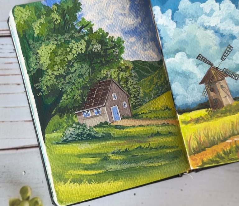 clickable image showing gouache art by the artist Upasna