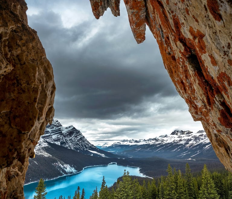 a view of a lake and mountains 