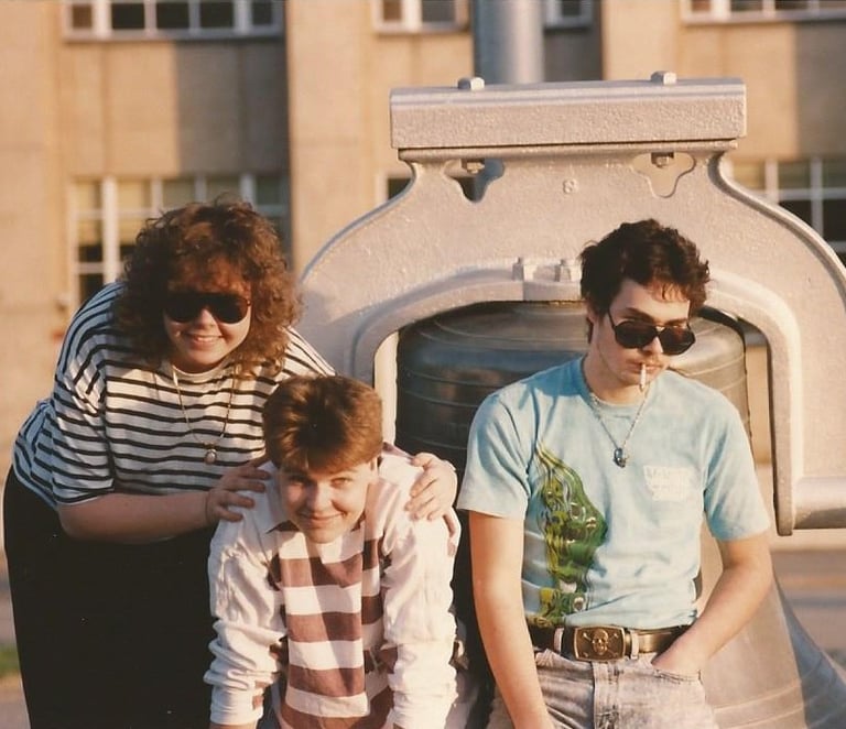 Karen, me and Derek probably 1988 or 1989. No idea where the photo was taken.