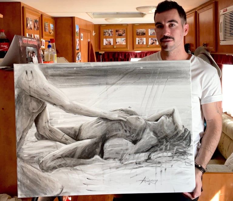 charcoal art by cairns artist adam clancy