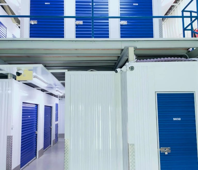 IN SAFE selfstore unit setup in Dubai featuring steel cabinets and platforms