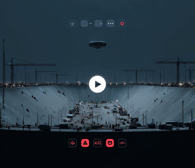 vue d'un chantier gigantesque par un drône