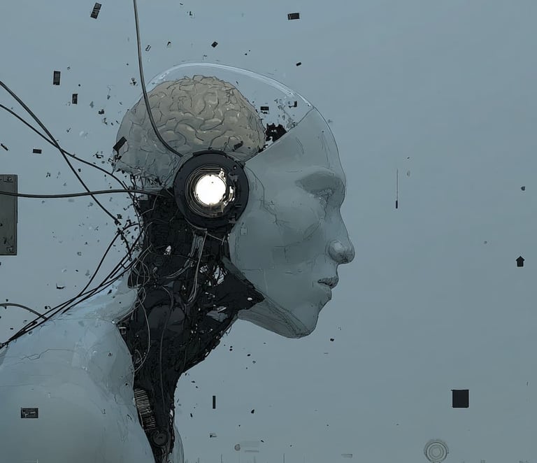 Un cerveau avec une puce implantée.
