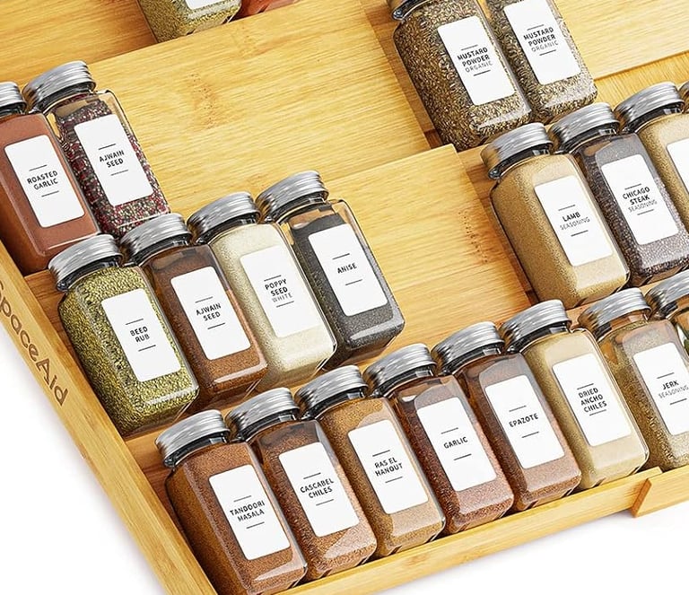Bamboo Spice Drawer Organizer
