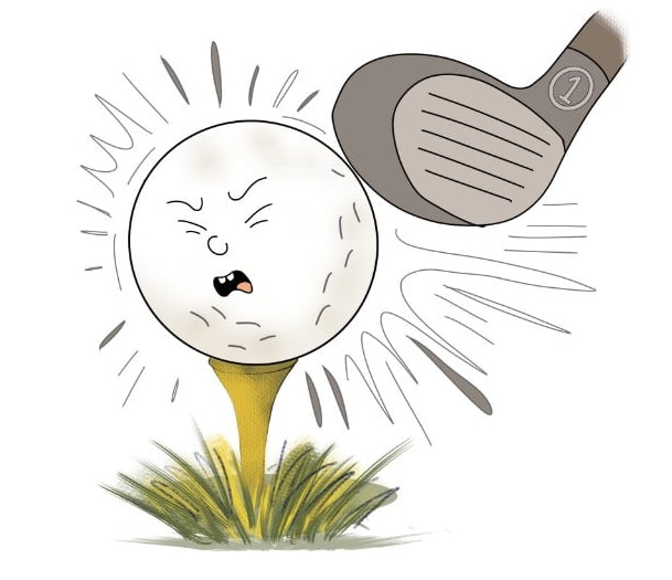 golf ball being smashed by a number 1 club