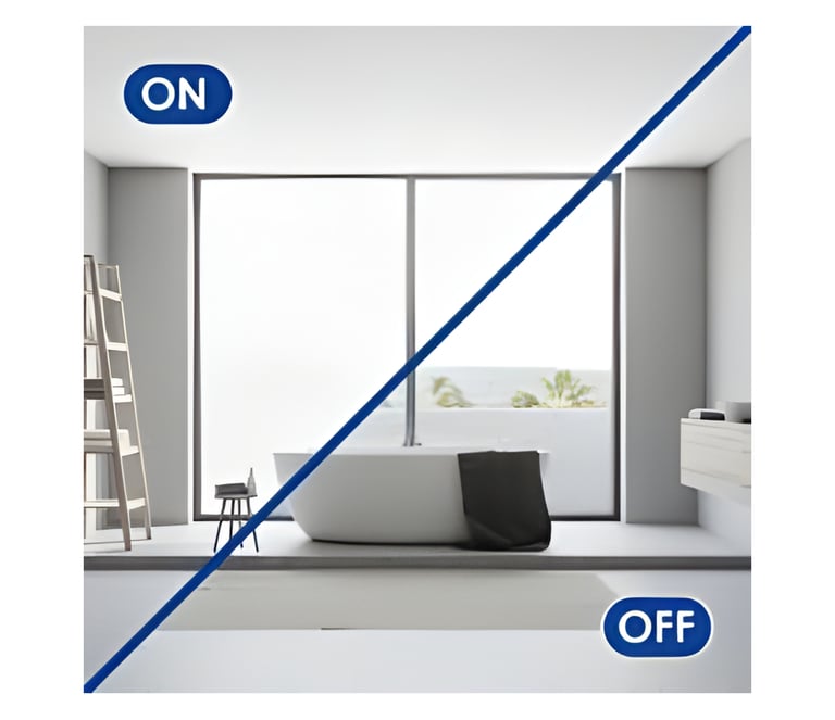 film PDLC opacifiant sur vitre vitrage intelligent PDLC transparent opaque installation film PDLC