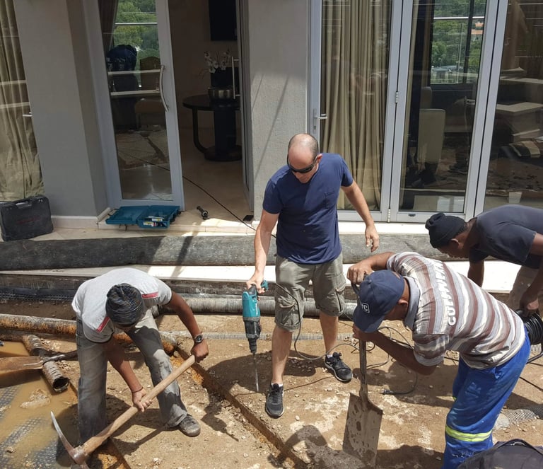 Leak tracing on severely compromised slab at Sandhurst Towers, Sandton