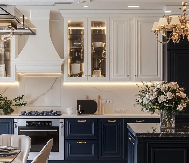 Minimal modern kitchen for villas and upscale apartments.