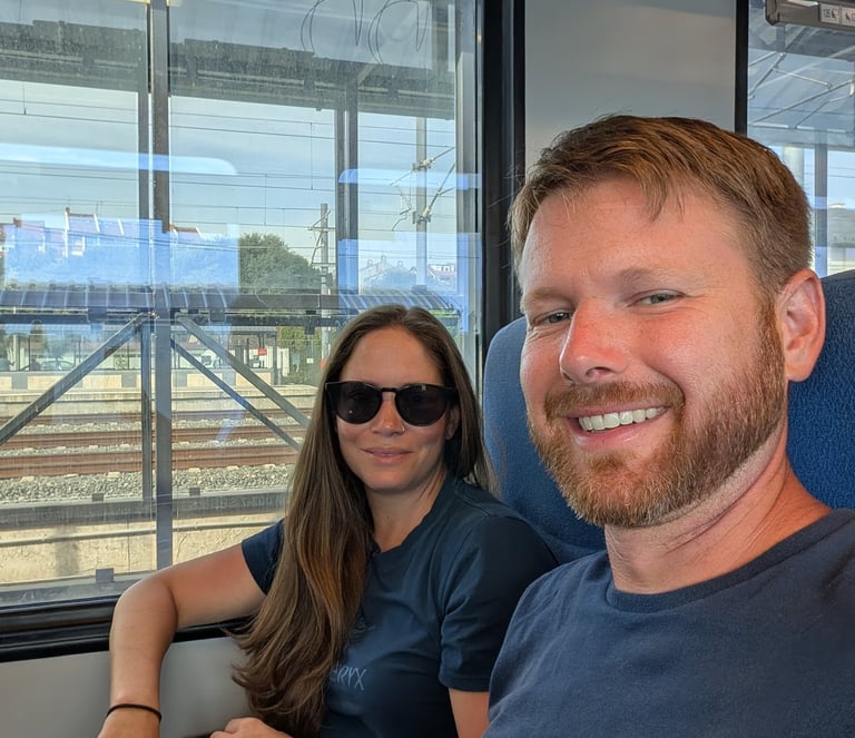 Don and Samantha on the train in Novi Sad