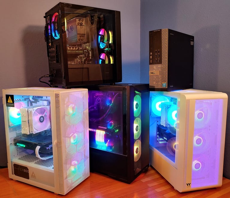 A selection of PCs ranging from a repurposed OEM machine to a high end full custom system