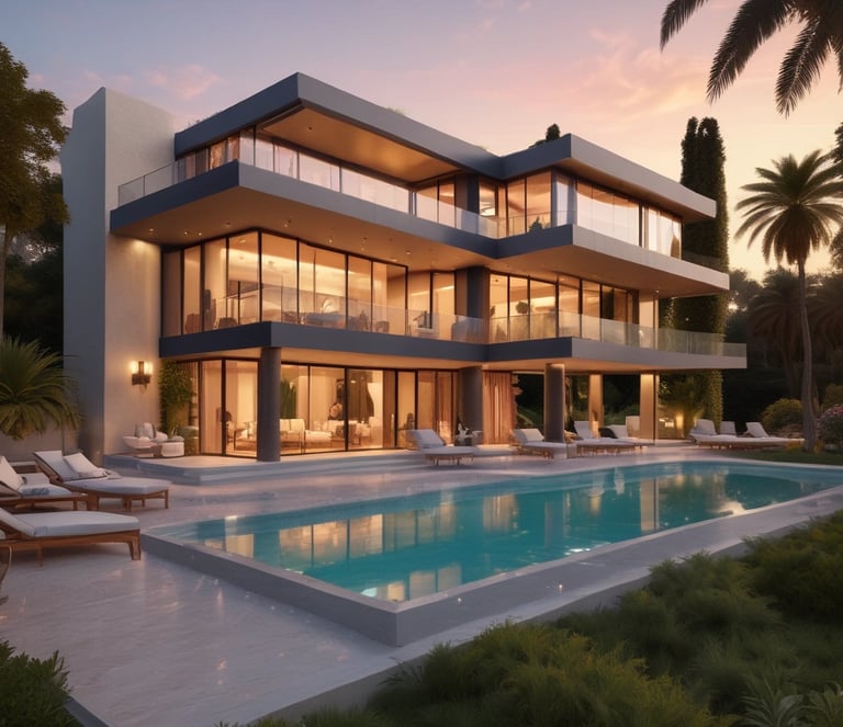 Modern Moroccan real estate office building with a welcoming entrance.