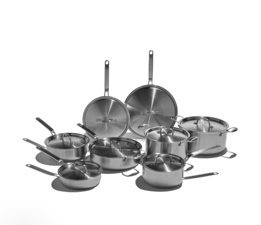Heritage Steel Eater Series 16-piece stainless steel cookware, made in USA, non-toxic PFAS free