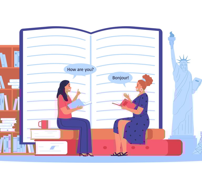 2 women discuss in French and English