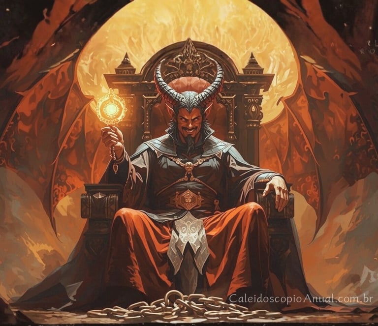 Ressignificando o arcano do Diabo, sentado num trono com chave na mão
