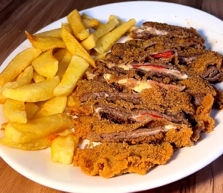 Cachopo de ternera cortado