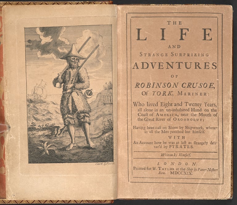 first edition cover pages of robinson crusoe