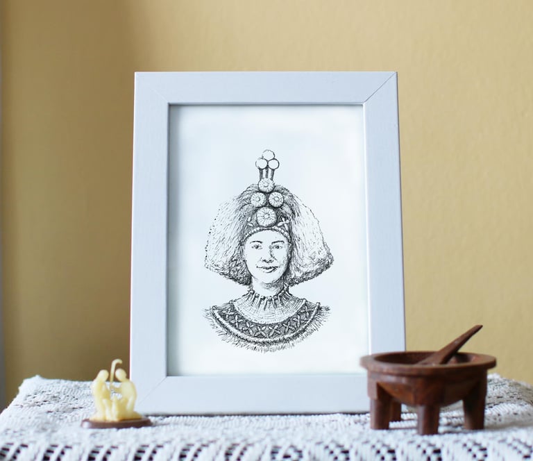 Taupou Samoa Portrait Illustration Art Print