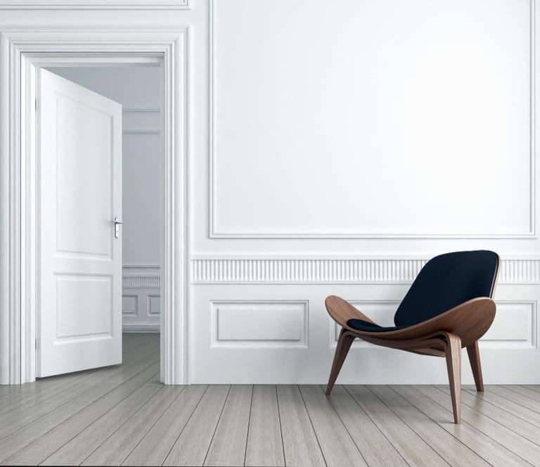 Interior room prepared for professional painting