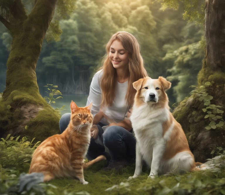 a woman sitting on a tree stump in the woods