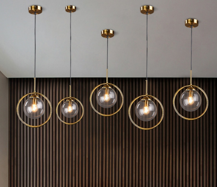 MNK-006 gold finished ring with glass ball bedside led lights